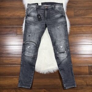 G-Star Raw Men's Size 38 X 34 Grey Basalt 5620 3D Zip Knee Skinny Denim Jeans